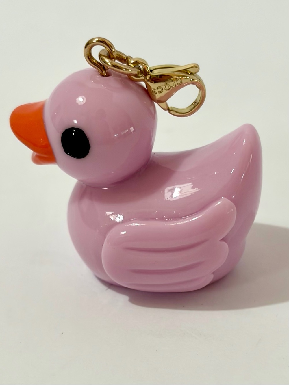CROCS Jibbitz Pink Duck Key Charm with Gold Clip